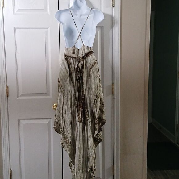 Fashion Nova Brunching Mood Tie Dye Maxi Dress - Olive/comb Sz L NWT - Picture 5 of 12